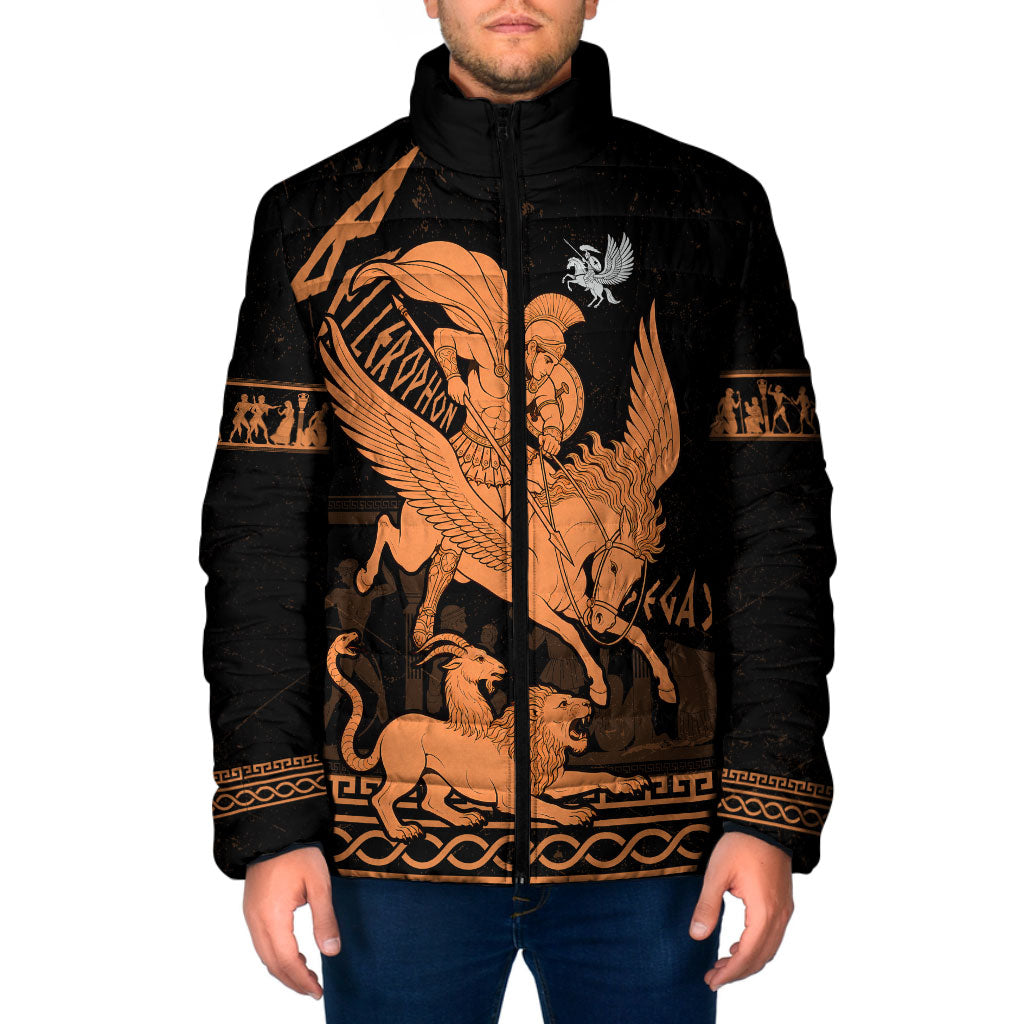 Bellerophon Vs Chimera Greek Mythology Padded Jacket Ancient Greek Heroic