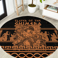 Bellerophon Vs Chimera Greek Mythology Round Carpet Ancient Greek Heroic