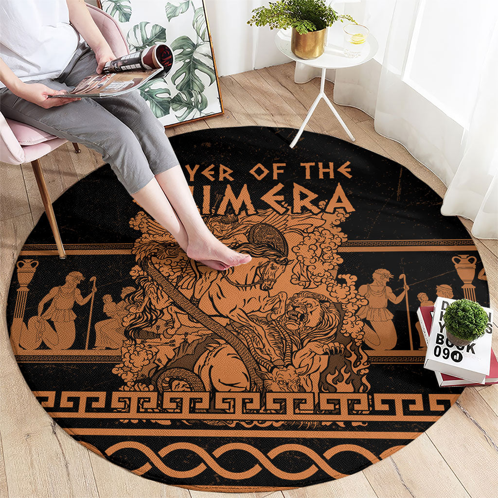 Bellerophon Vs Chimera Greek Mythology Round Carpet Ancient Greek Heroic