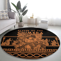 Bellerophon Vs Chimera Greek Mythology Round Carpet Ancient Greek Heroic