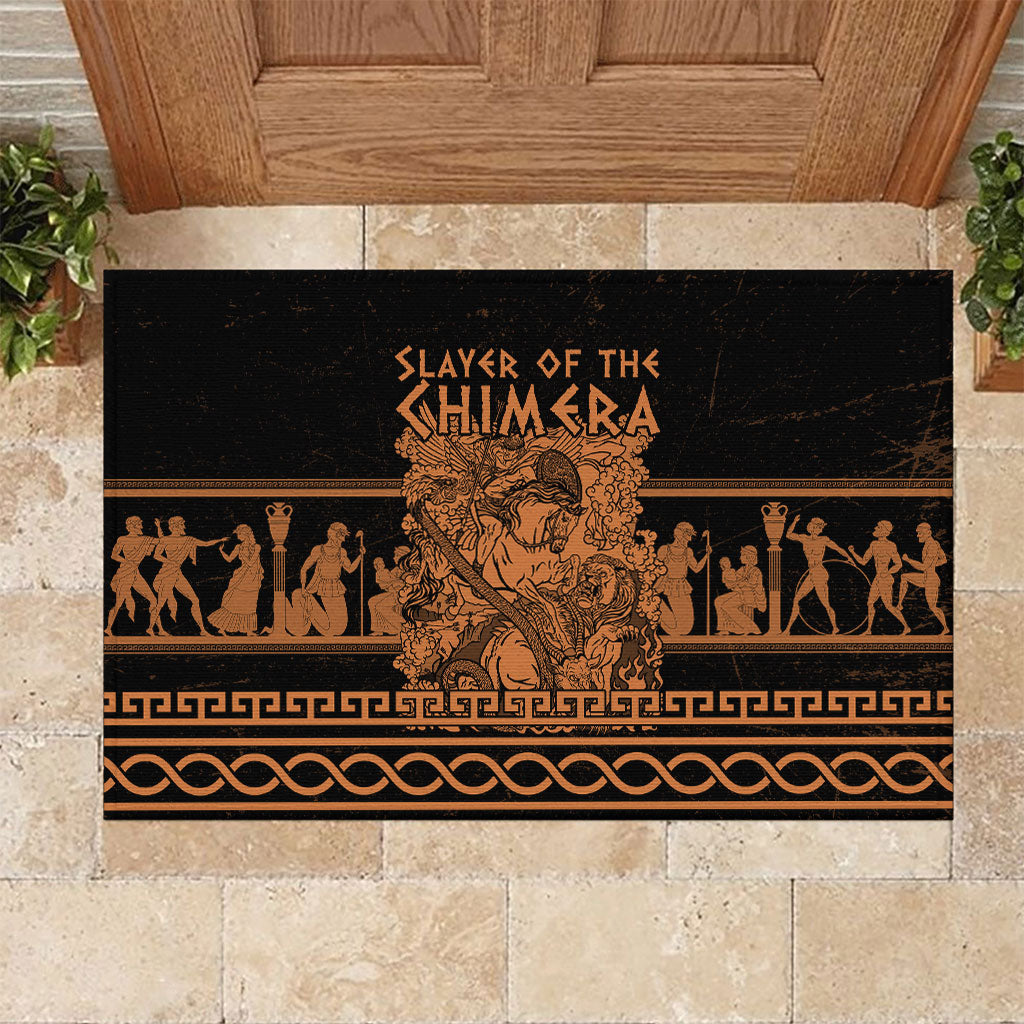 Bellerophon Vs Chimera Greek Mythology Rubber Doormat Ancient Greek Heroic