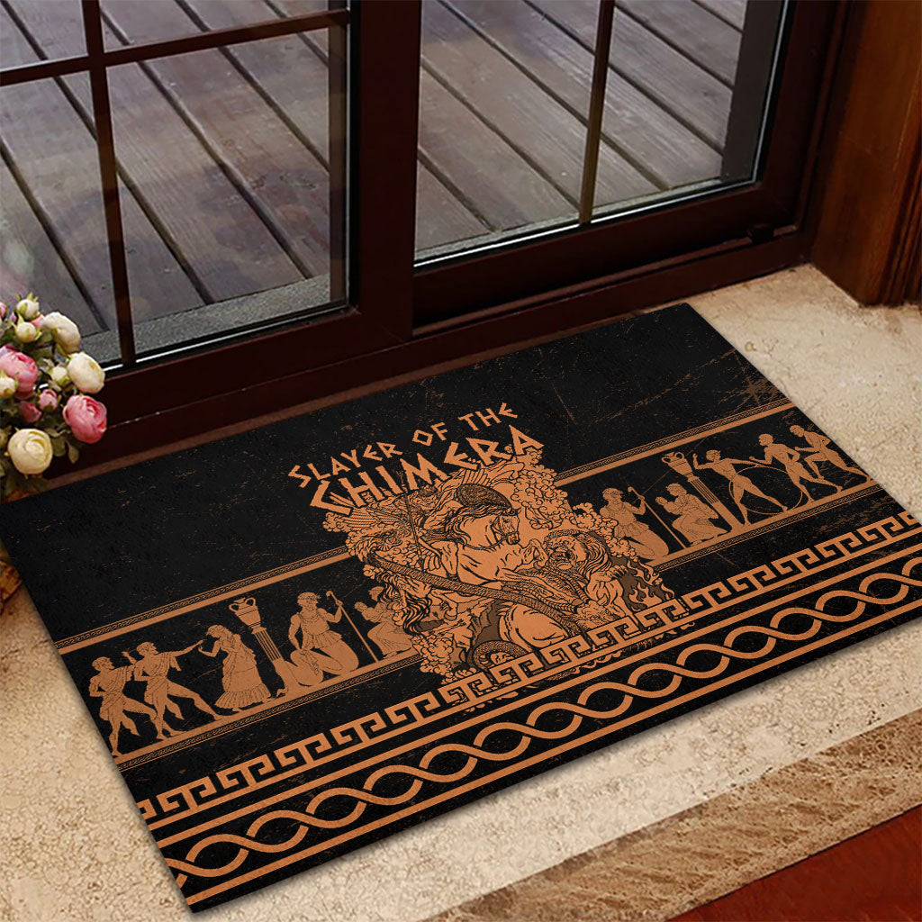 Bellerophon Vs Chimera Greek Mythology Rubber Doormat Ancient Greek Heroic