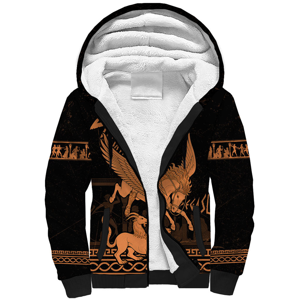 Bellerophon Vs Chimera Greek Mythology Sherpa Hoodie Ancient Greek Heroic