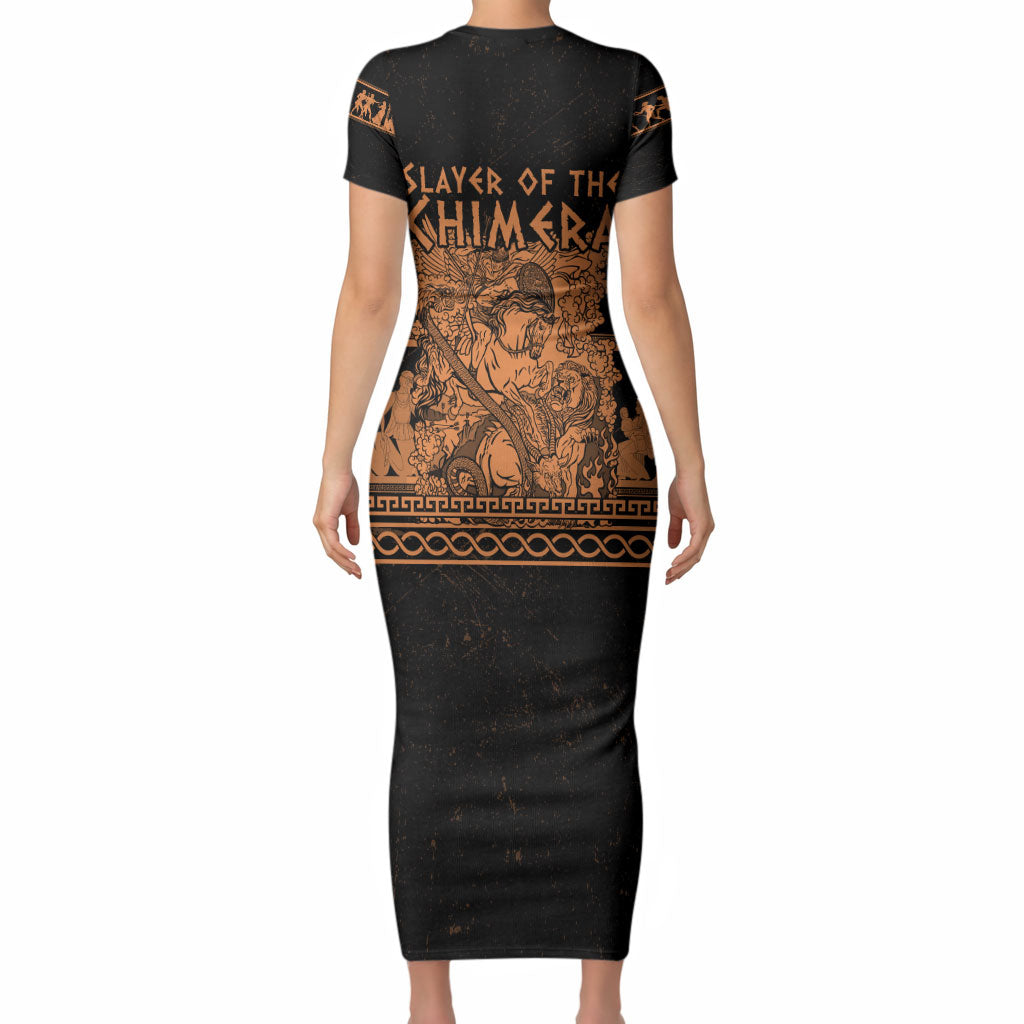 Bellerophon Vs Chimera Greek Mythology Short Sleeve Bodycon Dress Ancient Greek Heroic