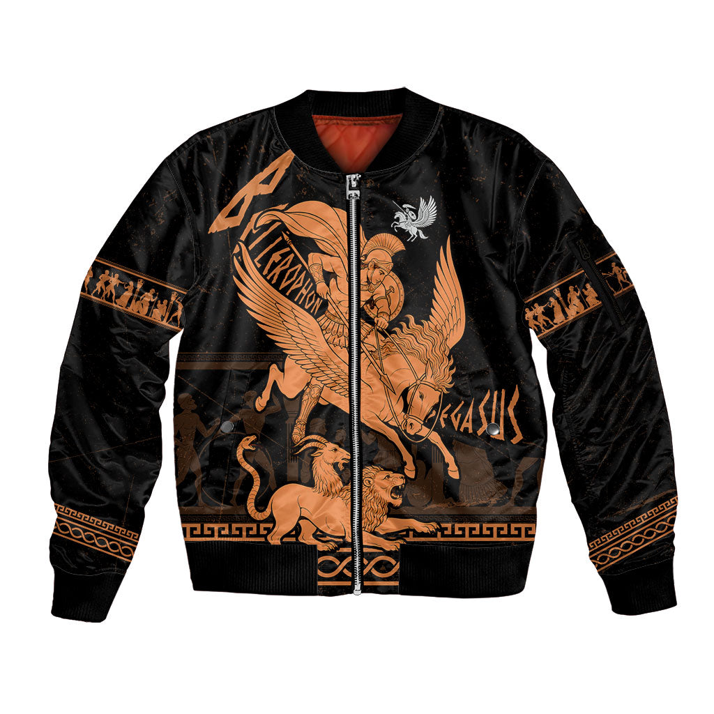Bellerophon Vs Chimera Greek Mythology Sleeve Zip Bomber Jacket Ancient Greek Heroic