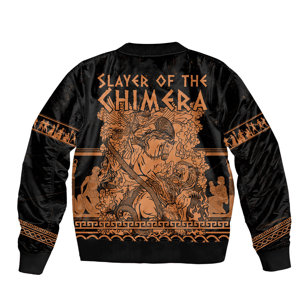 Bellerophon Vs Chimera Greek Mythology Sleeve Zip Bomber Jacket Ancient Greek Heroic