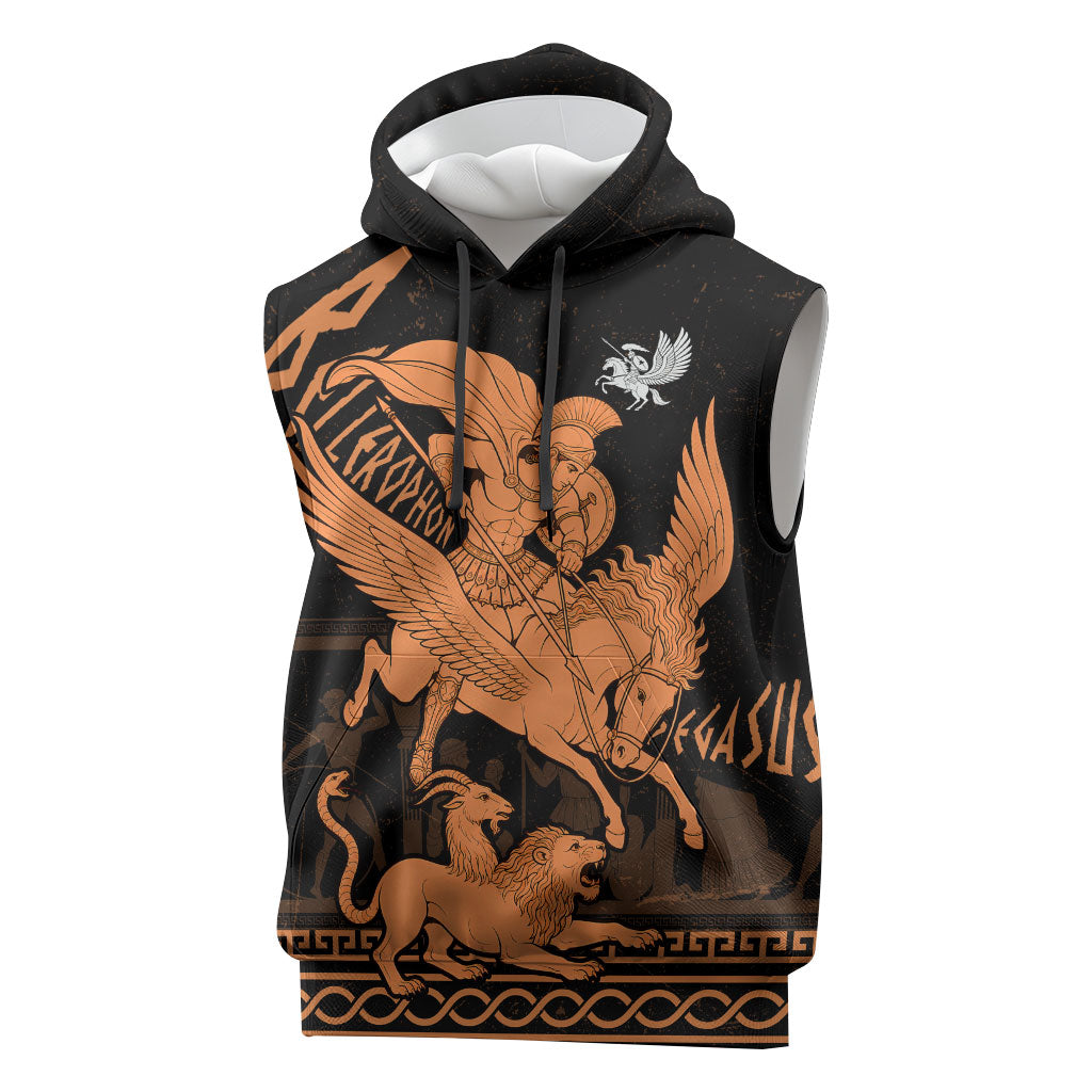 Bellerophon Vs Chimera Greek Mythology Sleeveless Hoodie Ancient Greek Heroic