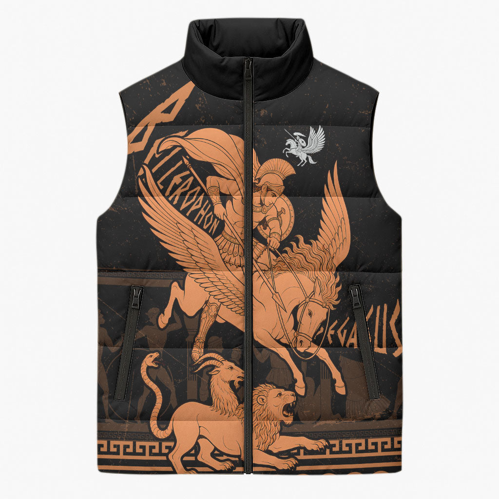 Bellerophon Vs Chimera Greek Mythology Sleeveless Puffer Jacket Ancient Greek Heroic