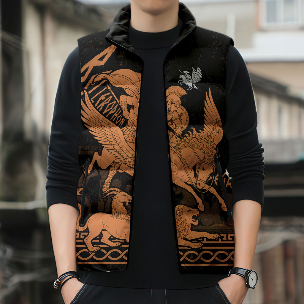 Bellerophon Vs Chimera Greek Mythology Sleeveless Puffer Jacket Ancient Greek Heroic