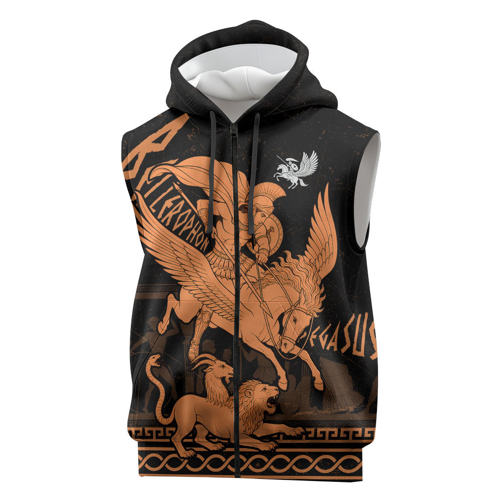 Bellerophon Vs Chimera Greek Mythology Sleeveless Zip Hoodie Ancient Greek Heroic