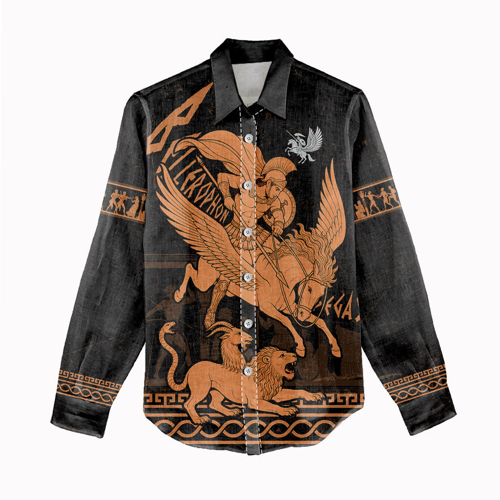 Bellerophon Vs Chimera Greek Mythology Women Casual Shirt Ancient Greek Heroic