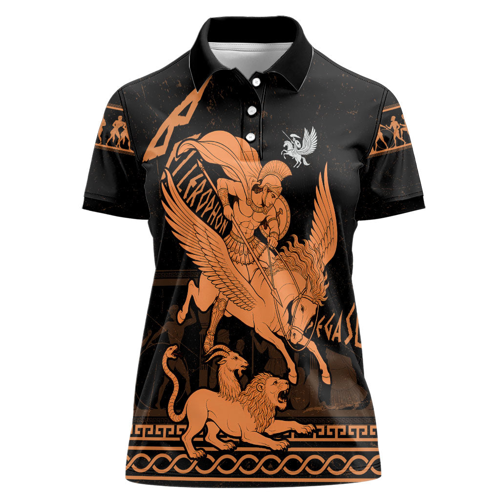 Bellerophon Vs Chimera Greek Mythology Women Polo Shirt Ancient Greek Heroic