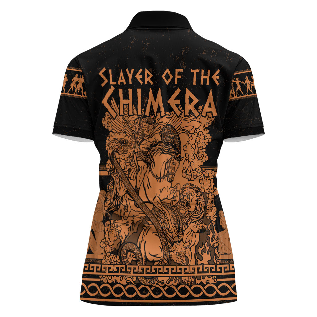 Bellerophon Vs Chimera Greek Mythology Women Polo Shirt Ancient Greek Heroic