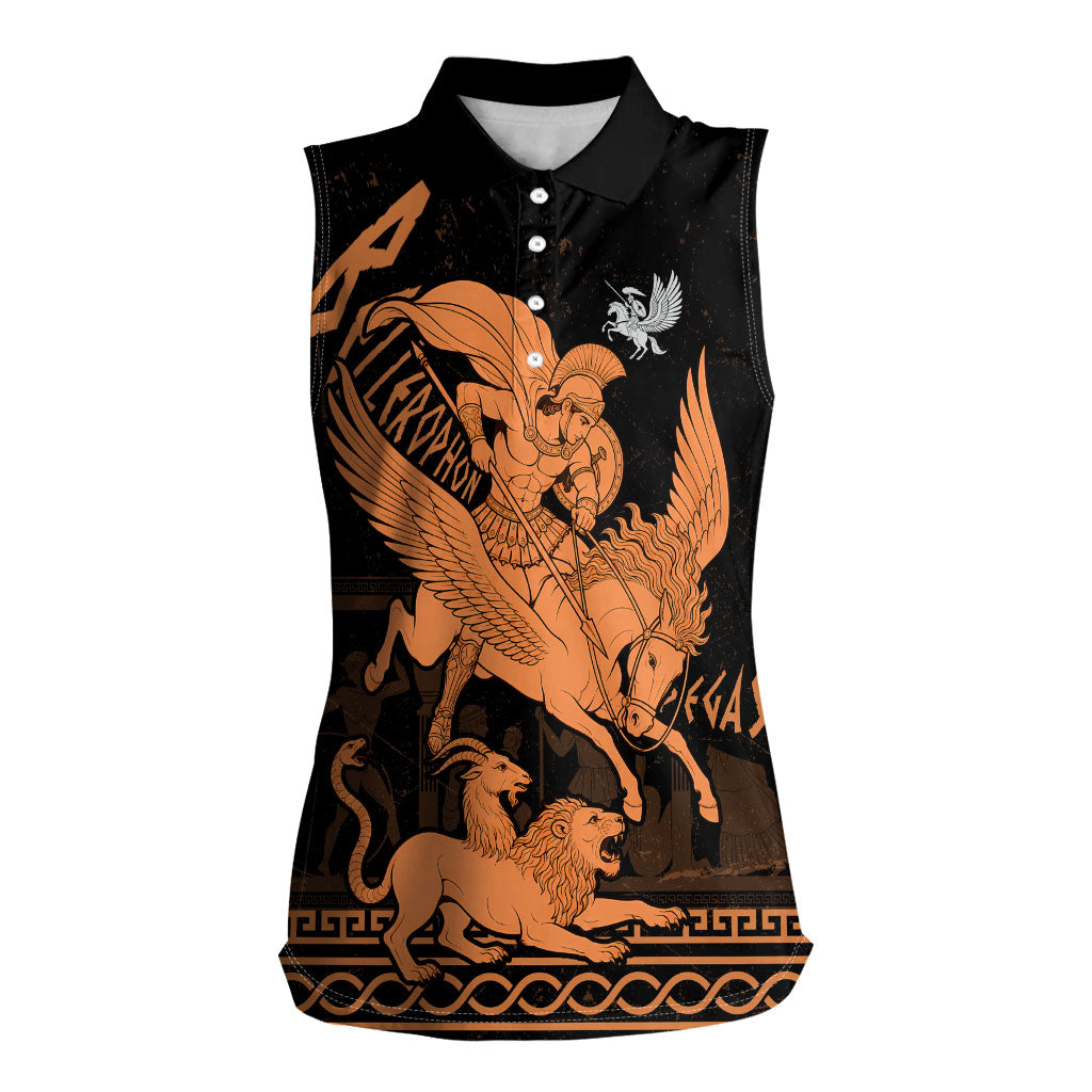 Bellerophon Vs Chimera Greek Mythology Women Sleeveless Polo Shirt Ancient Greek Heroic