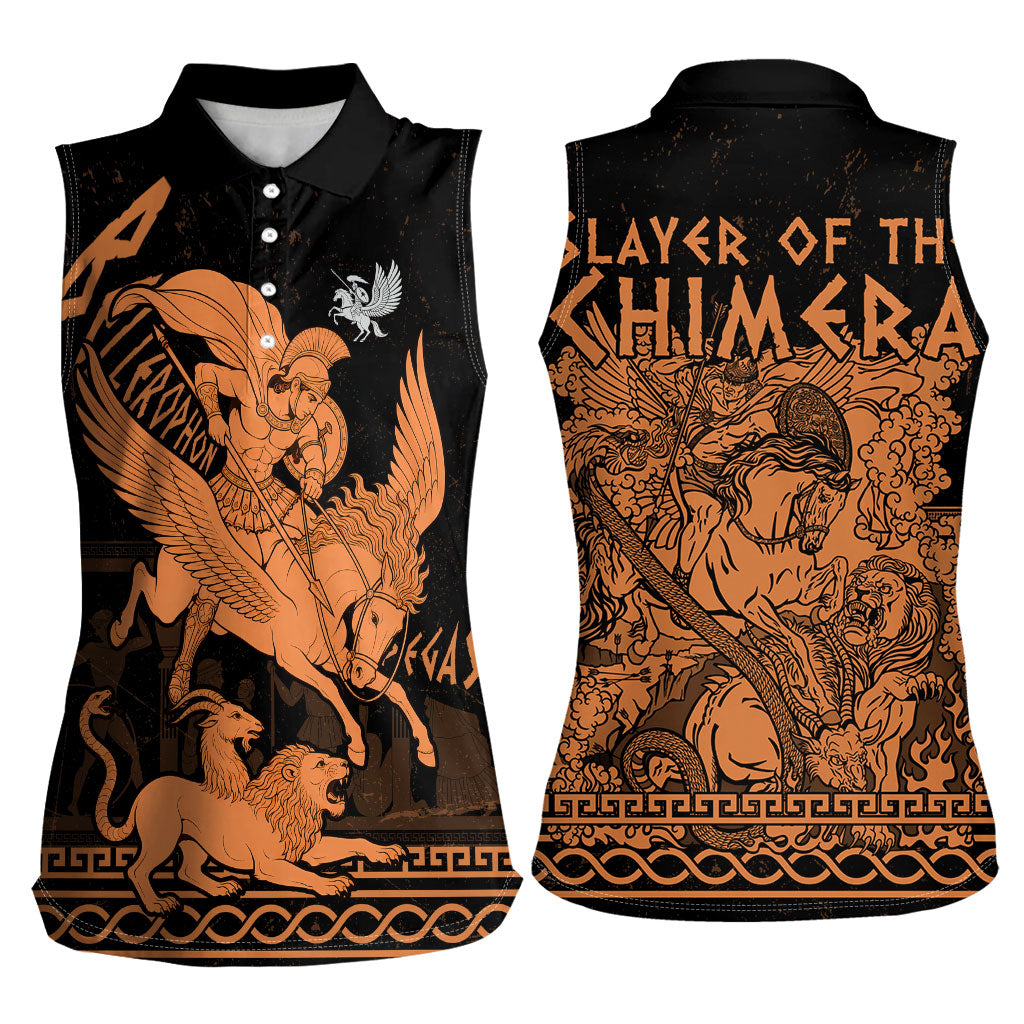 Bellerophon Vs Chimera Greek Mythology Women Sleeveless Polo Shirt Ancient Greek Heroic