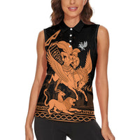 Bellerophon Vs Chimera Greek Mythology Women Sleeveless Polo Shirt Ancient Greek Heroic
