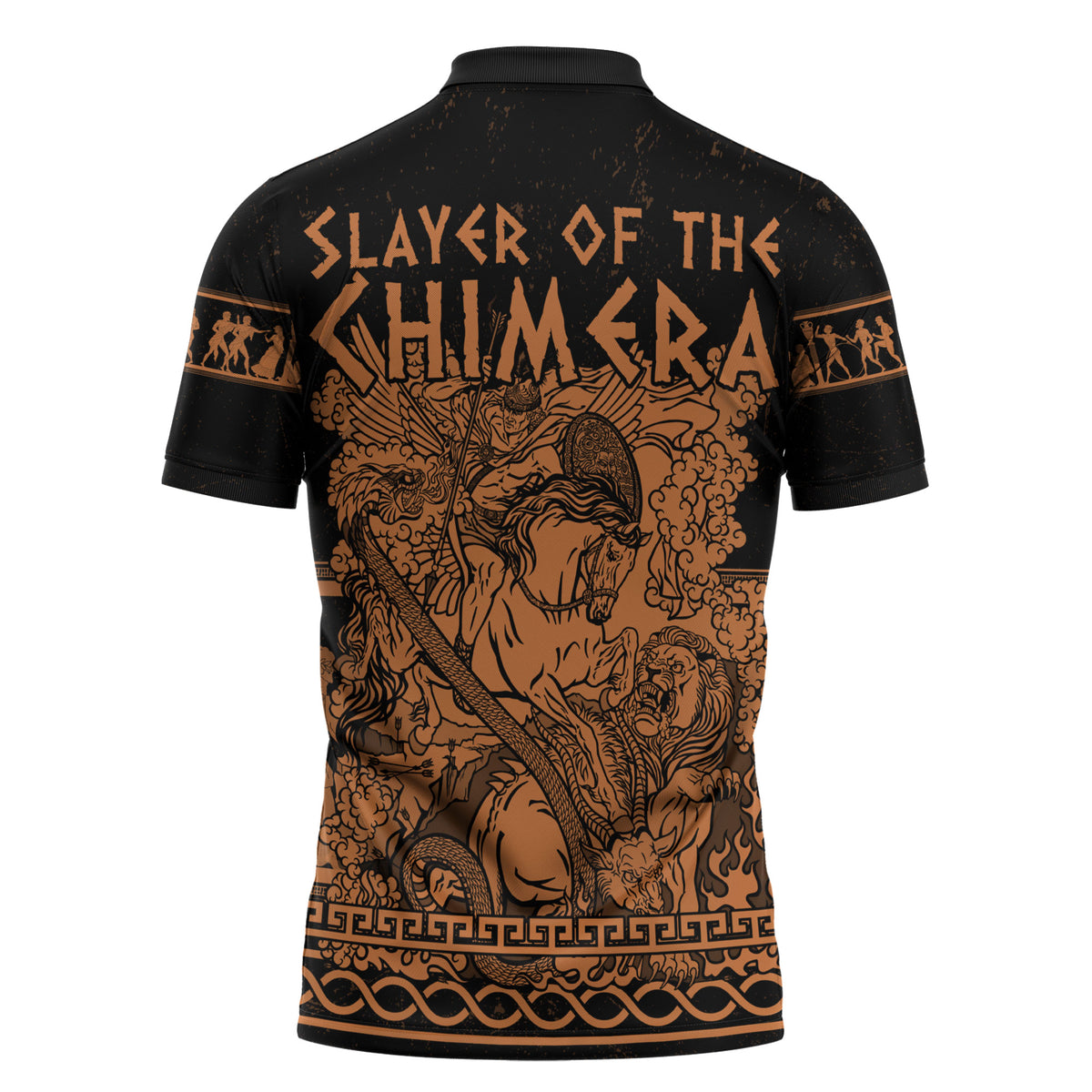 Bellerophon Vs Chimera Greek Mythology Zipper Polo Shirt Ancient Greek Heroic