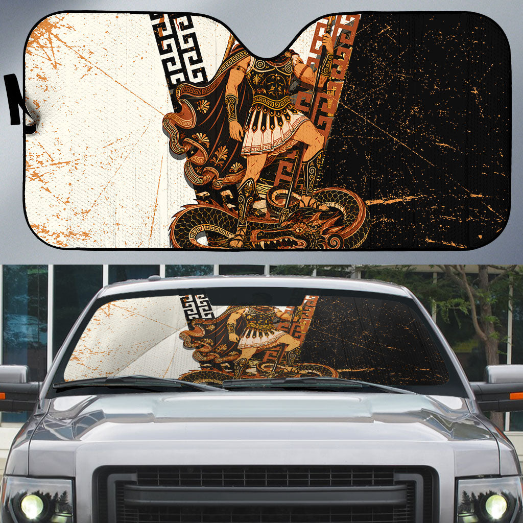 Cadmus Greek Mythology Dragon Slayer Auto Sun Shade Spartan Warrior Epic Battle Vintage Grunge