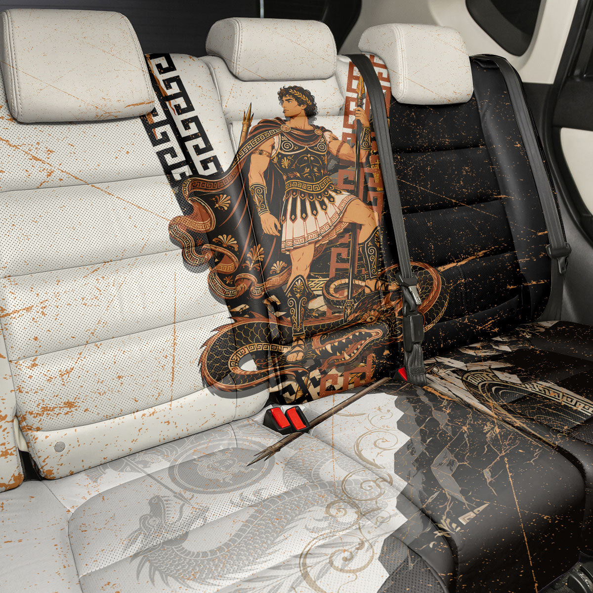 Cadmus Greek Mythology Dragon Slayer Back Car Seat Cover Spartan Warrior Epic Battle Vintage Grunge