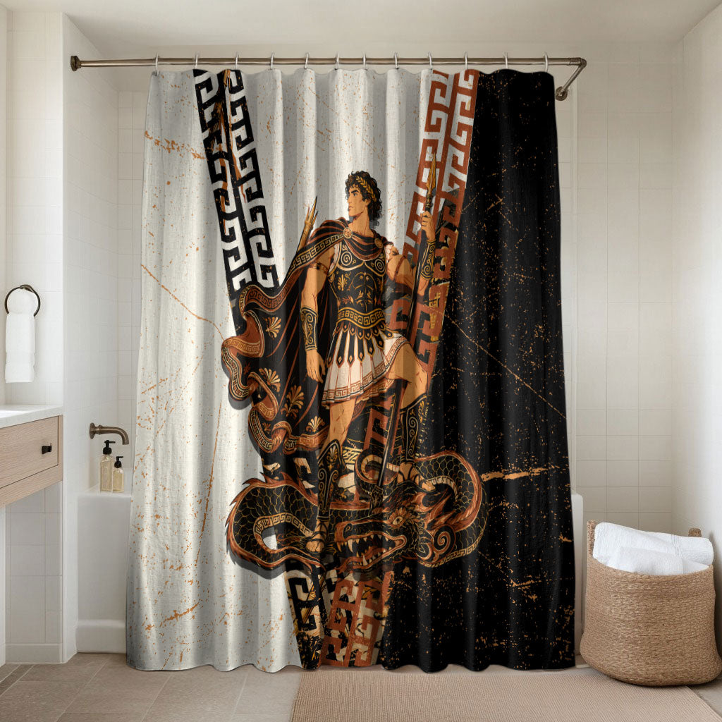 Cadmus Greek Mythology Dragon Slayer Bathroom Set Spartan Warrior Epic Battle Vintage Grunge