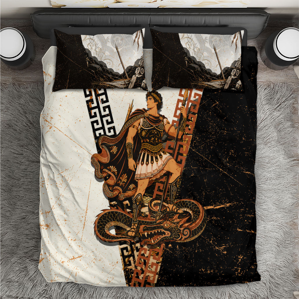 Cadmus Greek Mythology Dragon Slayer Bedding Set Spartan Warrior Epic Battle Vintage Grunge