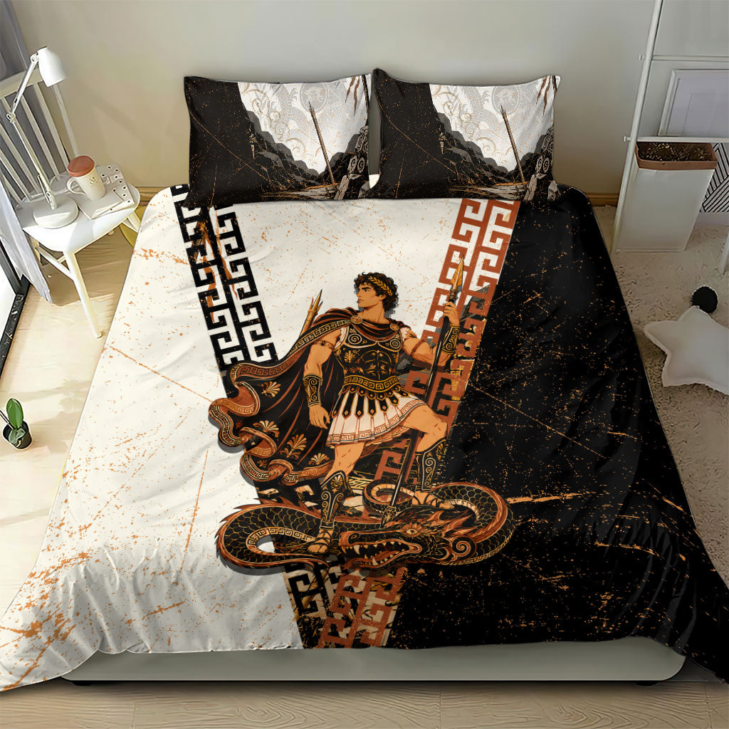 Cadmus Greek Mythology Dragon Slayer Bedding Set Spartan Warrior Epic Battle Vintage Grunge