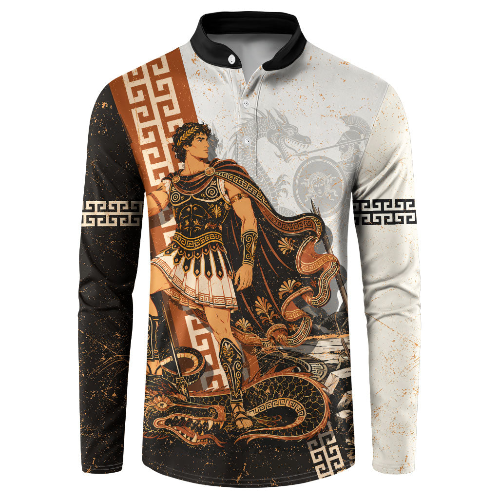 Cadmus Greek Mythology Dragon Slayer Button Sweatshirt Spartan Warrior Epic Battle Vintage Grunge