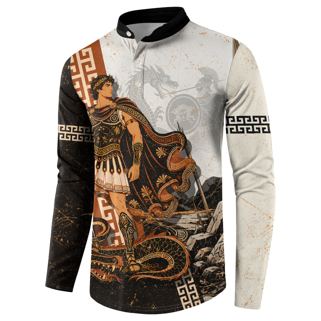 Cadmus Greek Mythology Dragon Slayer Button Sweatshirt Spartan Warrior Epic Battle Vintage Grunge