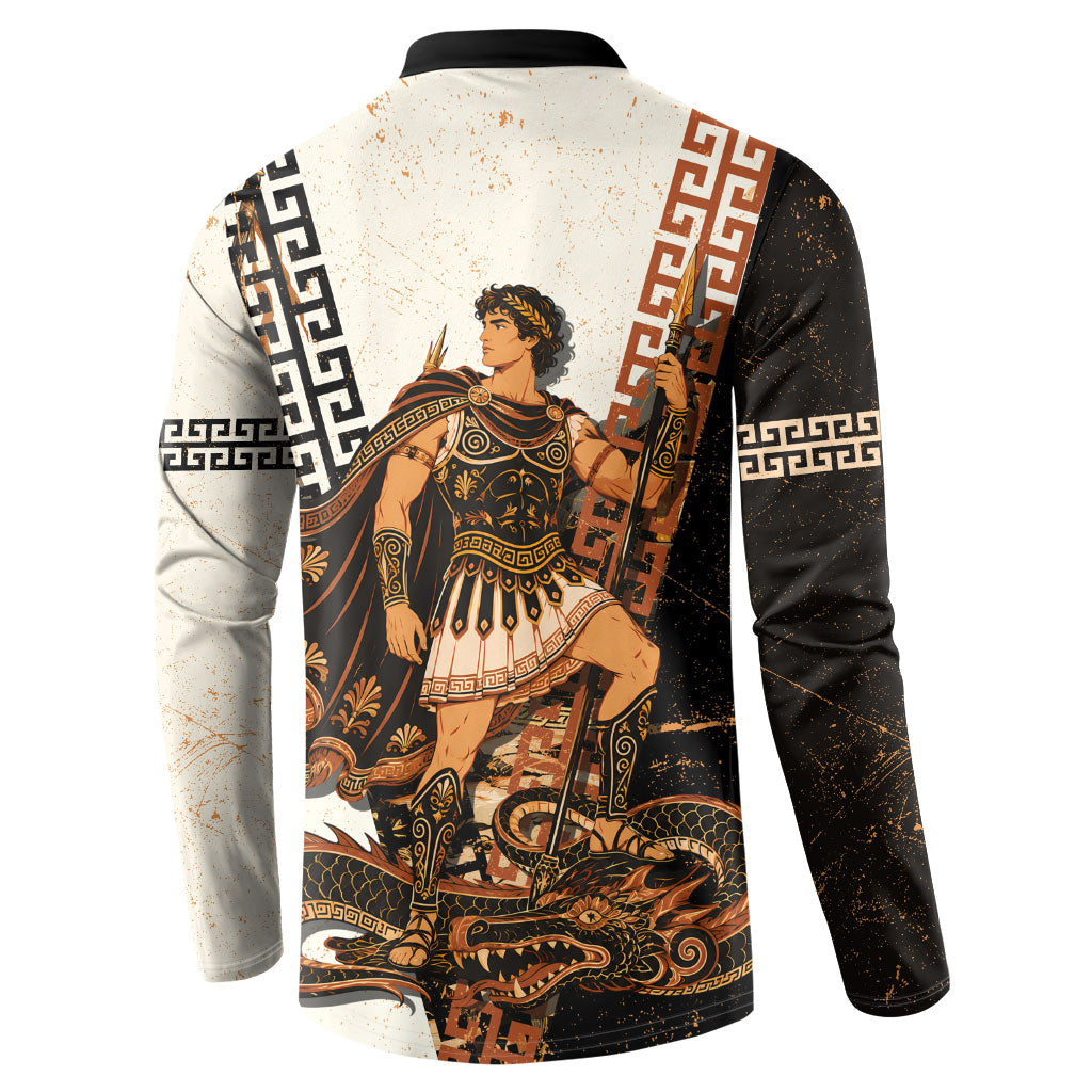 Cadmus Greek Mythology Dragon Slayer Button Sweatshirt Spartan Warrior Epic Battle Vintage Grunge