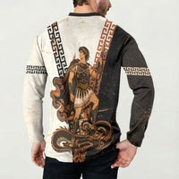 Cadmus Greek Mythology Dragon Slayer Button Sweatshirt Spartan Warrior Epic Battle Vintage Grunge