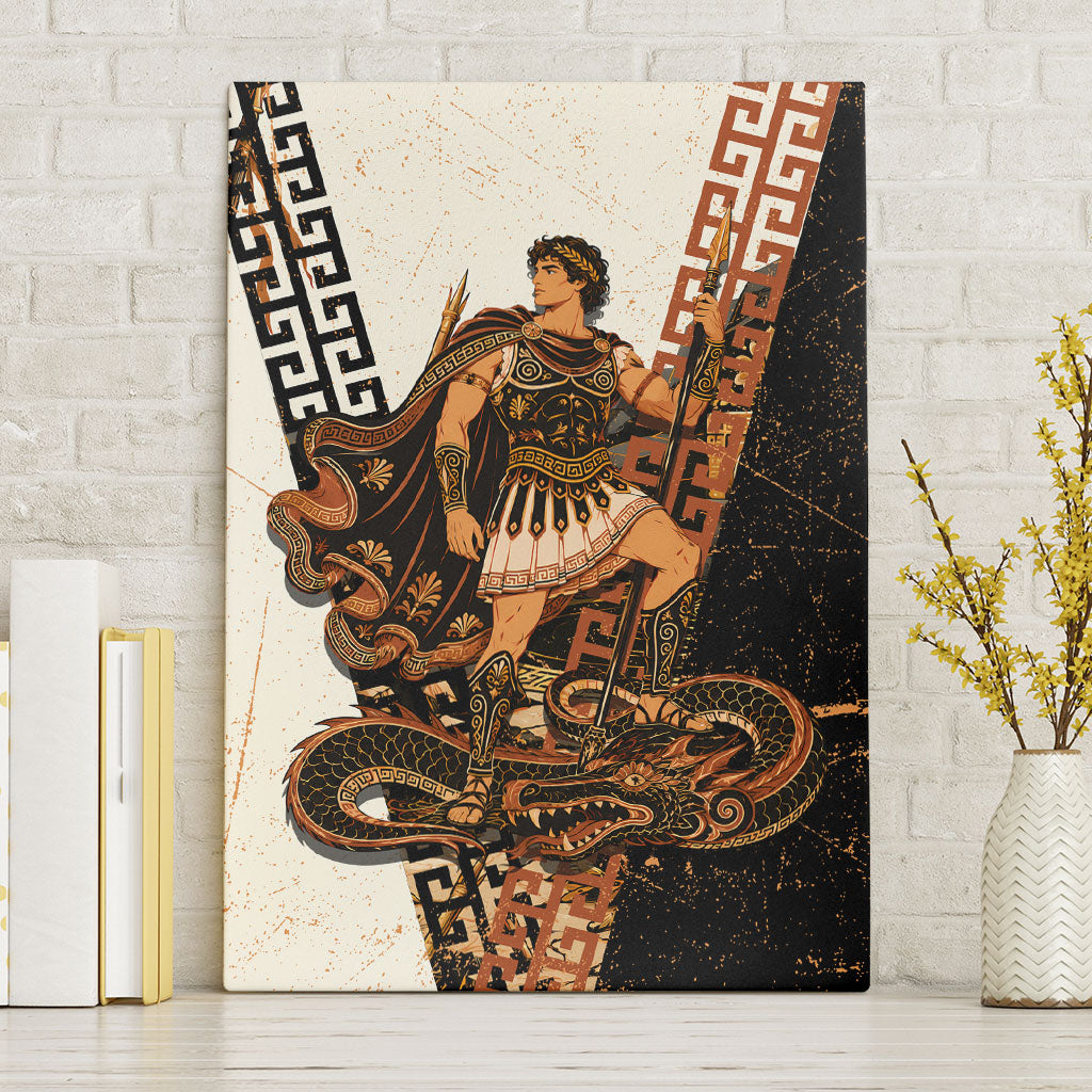 Cadmus Greek Mythology Dragon Slayer Canvas Wall Art Spartan Warrior Epic Battle Vintage Grunge