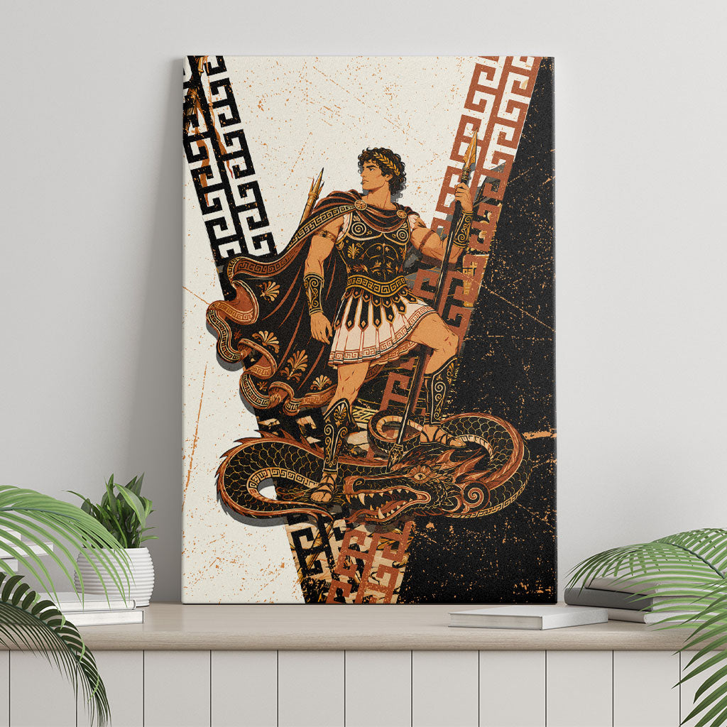 Cadmus Greek Mythology Dragon Slayer Canvas Wall Art Spartan Warrior Epic Battle Vintage Grunge