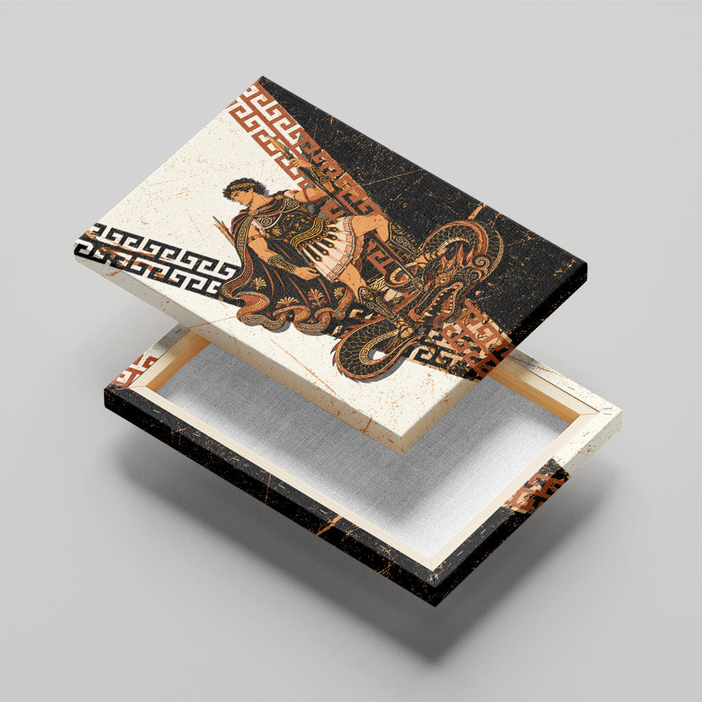Cadmus Greek Mythology Dragon Slayer Canvas Wall Art Spartan Warrior Epic Battle Vintage Grunge