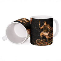 Cadmus Greek Mythology Dragon Slayer Ceramic Mug Spartan Warrior Epic Battle Vintage Grunge
