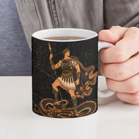 Cadmus Greek Mythology Dragon Slayer Ceramic Mug Spartan Warrior Epic Battle Vintage Grunge
