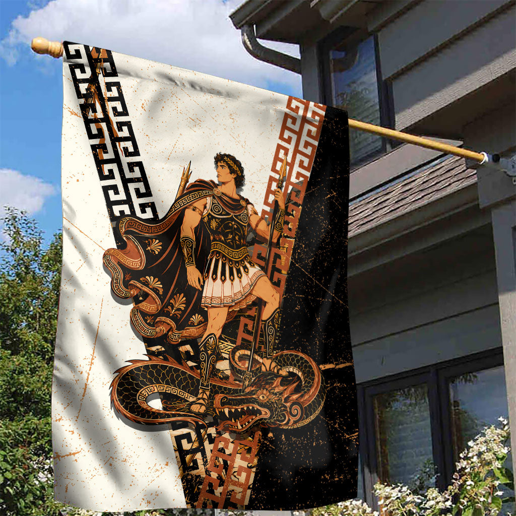 Cadmus Greek Mythology Dragon Slayer Garden Flag Spartan Warrior Epic Battle Vintage Grunge