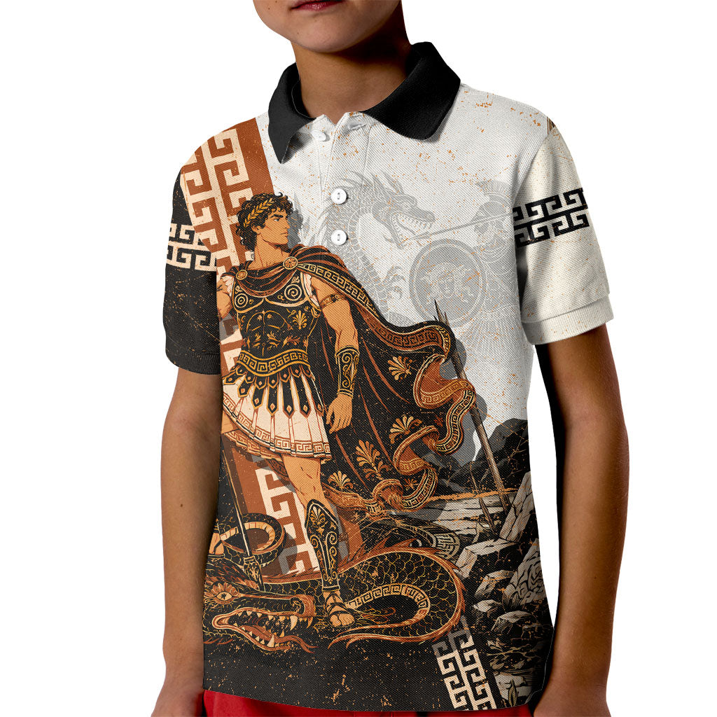 Cadmus Greek Mythology Dragon Slayer Kid Polo Shirt Spartan Warrior Epic Battle Vintage Grunge