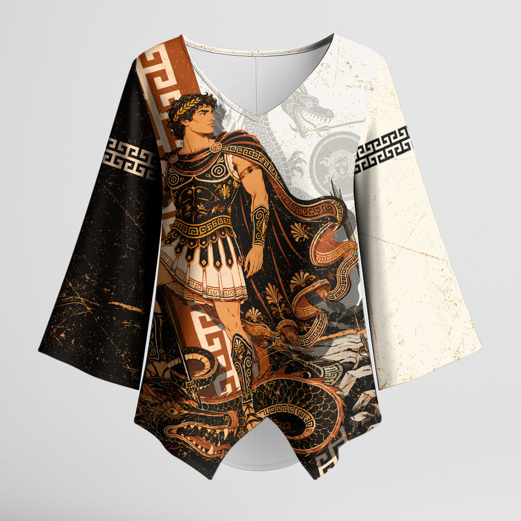 Cadmus Greek Mythology Dragon Slayer Kimono Sleeve Blouse Spartan Warrior Epic Battle Vintage Grunge