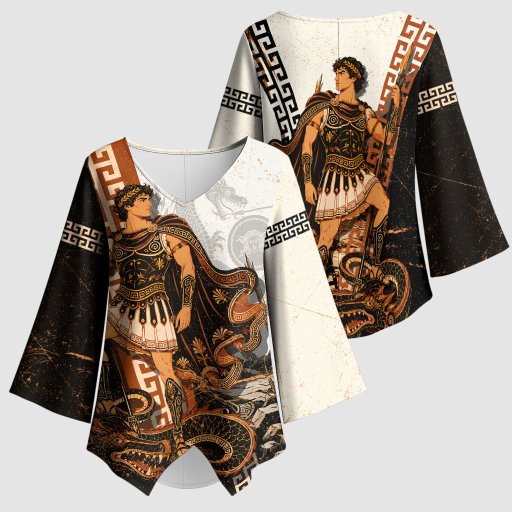 Cadmus Greek Mythology Dragon Slayer Kimono Sleeve Blouse Spartan Warrior Epic Battle Vintage Grunge