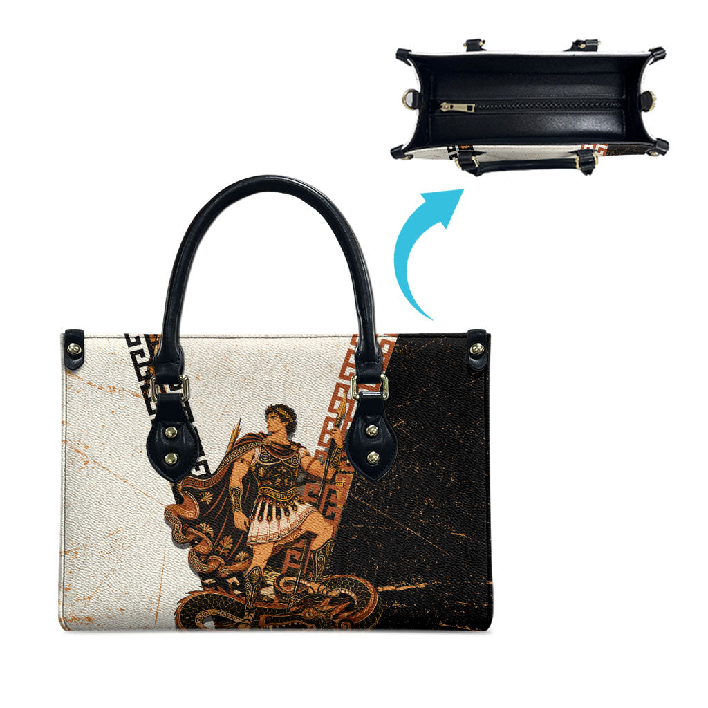 Cadmus Greek Mythology Dragon Slayer Leather Bag Spartan Warrior Epic Battle Vintage Grunge