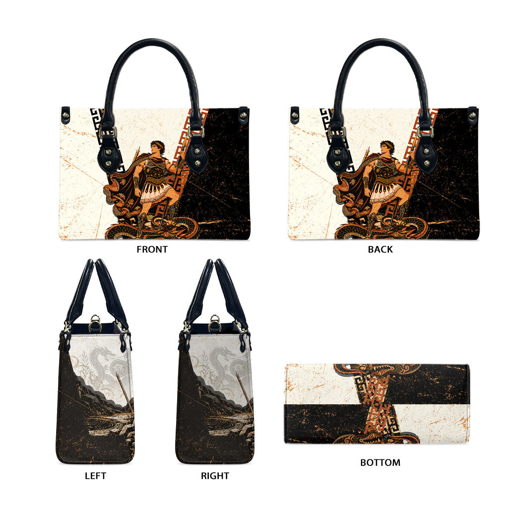 Cadmus Greek Mythology Dragon Slayer Leather Bag Spartan Warrior Epic Battle Vintage Grunge
