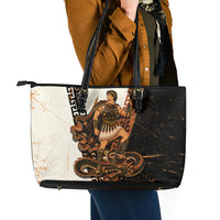 Cadmus Greek Mythology Dragon Slayer Leather Tote Bag Spartan Warrior Epic Battle Vintage Grunge