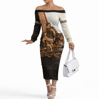 Cadmus Greek Mythology Dragon Slayer Off The Shoulder Long Sleeve Dress Spartan Warrior Epic Battle Vintage Grunge