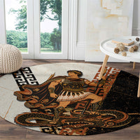 Cadmus Greek Mythology Dragon Slayer Round Carpet Spartan Warrior Epic Battle Vintage Grunge