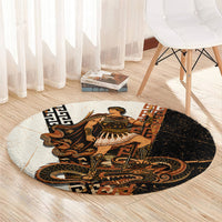 Cadmus Greek Mythology Dragon Slayer Round Carpet Spartan Warrior Epic Battle Vintage Grunge