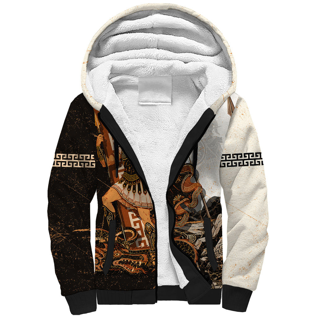 Cadmus Greek Mythology Dragon Slayer Sherpa Hoodie Spartan Warrior Epic Battle Vintage Grunge
