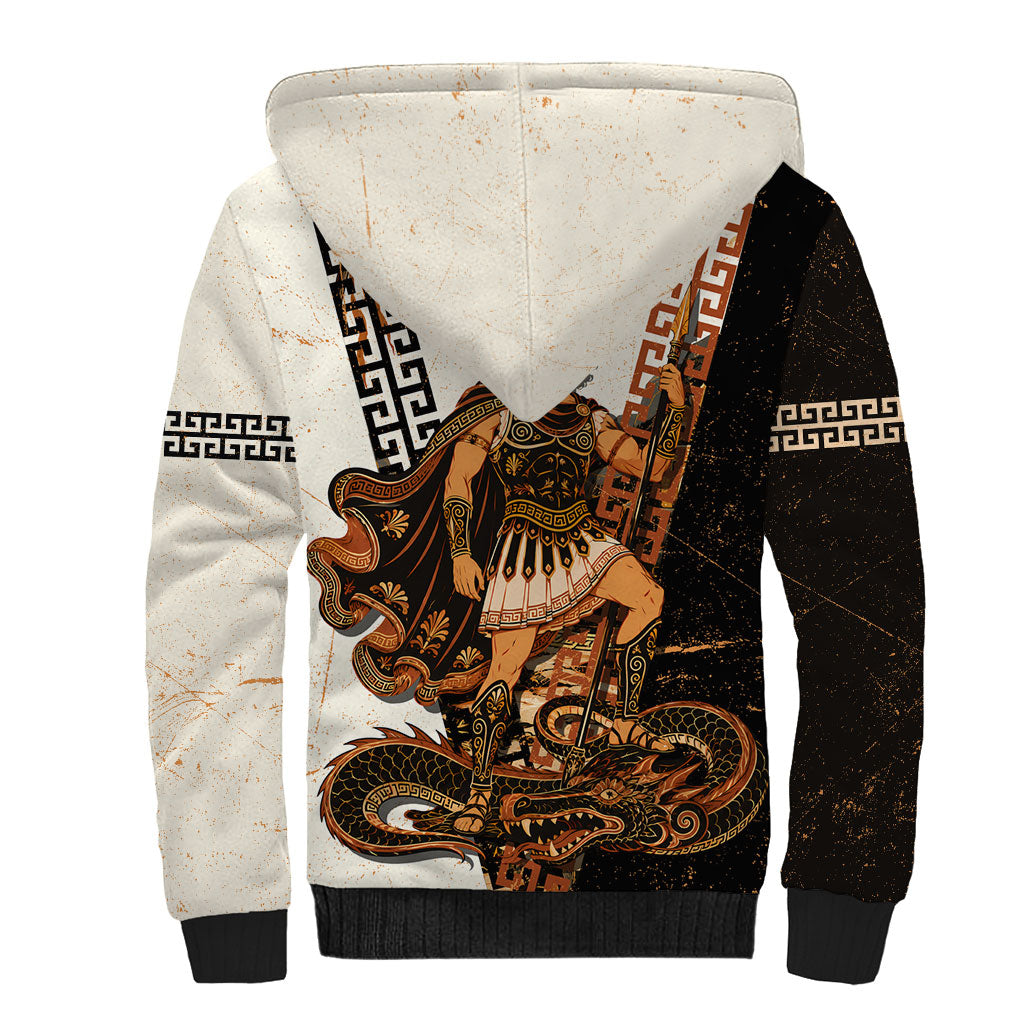 Cadmus Greek Mythology Dragon Slayer Sherpa Hoodie Spartan Warrior Epic Battle Vintage Grunge