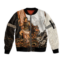 Cadmus Greek Mythology Dragon Slayer Sleeve Zip Bomber Jacket Spartan Warrior Epic Battle Vintage Grunge