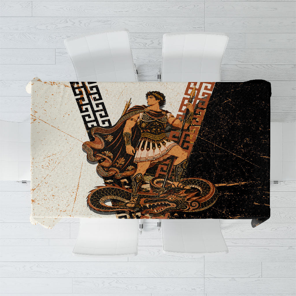 Cadmus Greek Mythology Dragon Slayer Tablecloth Spartan Warrior Epic Battle Vintage Grunge