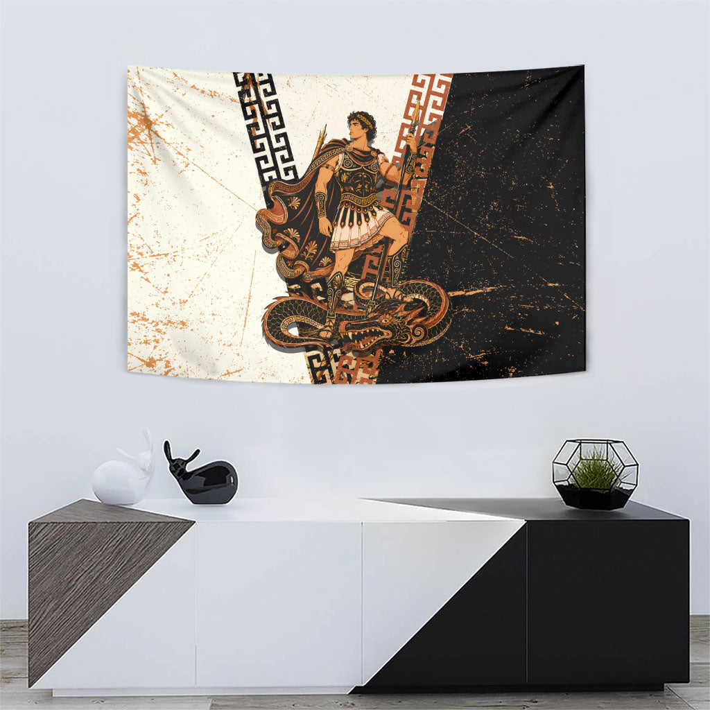 Cadmus Greek Mythology Dragon Slayer Tapestry Spartan Warrior Epic Battle Vintage Grunge